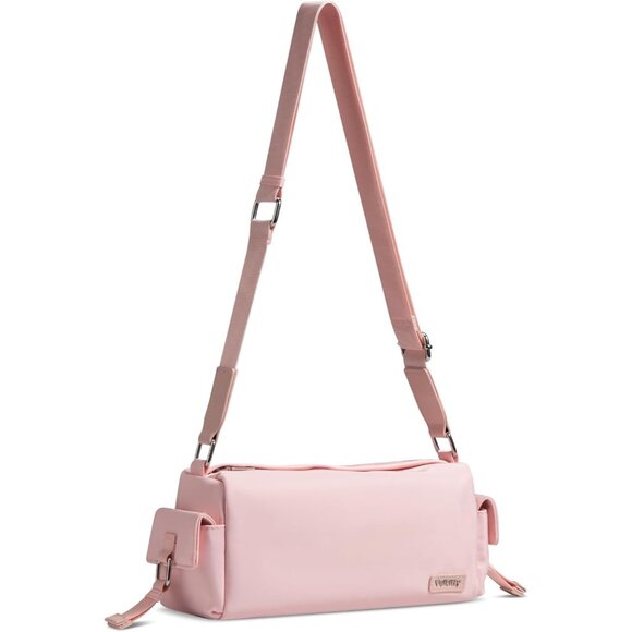 Pink Nylon Crossbody Bag for Women 10.2x3.9x5.1 Inch Small Shoulder Sling Purse - Picture 1 of 7